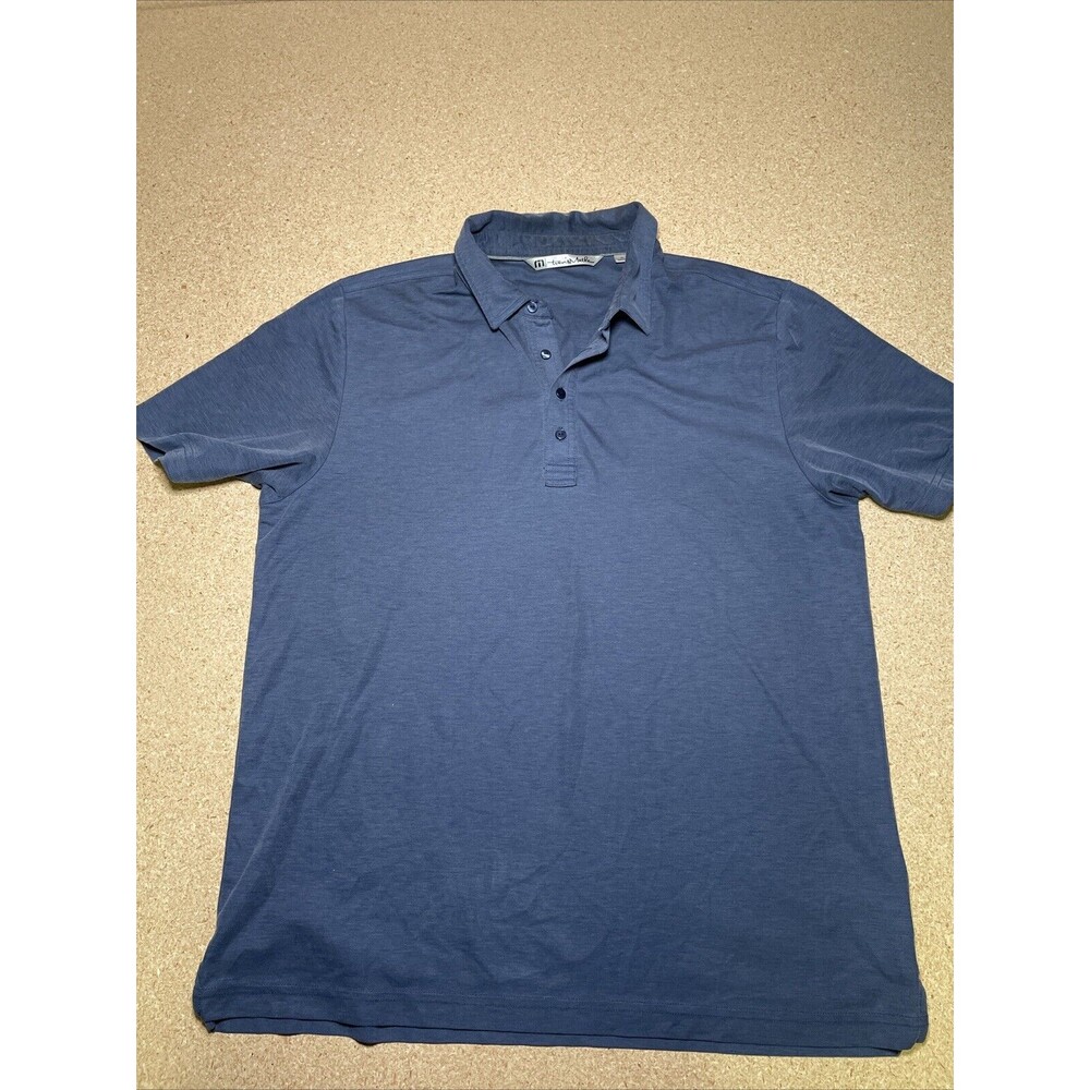 Travis Mathew Polo Shirt Mens Size XL Blue Cotton Poly Golf Casual Active B2